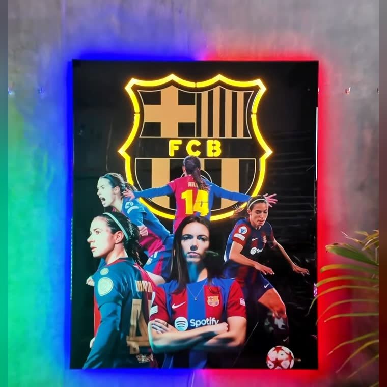 Poster de futbol en resina y neon LED