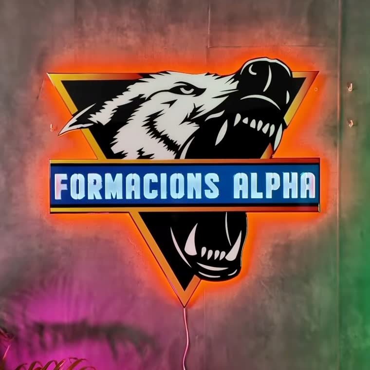 Logo recortado de empresa en neon LED