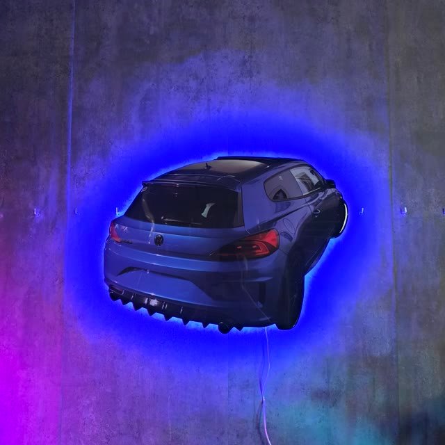 Cuadro de un coche personalizado a todo color en neón LED