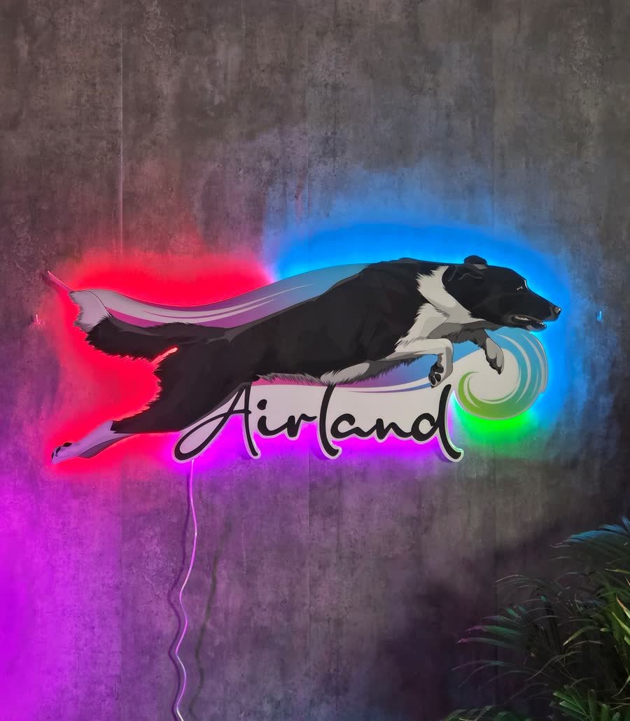 Logo de neón LED de la escuela canina Airland