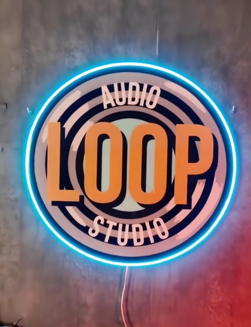 Rótulo de neón LED del estudio de grabación Audio Loop Studio