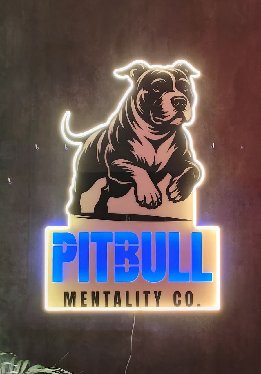Rótulo de neón LED de la marca Pitbull Mentality Co