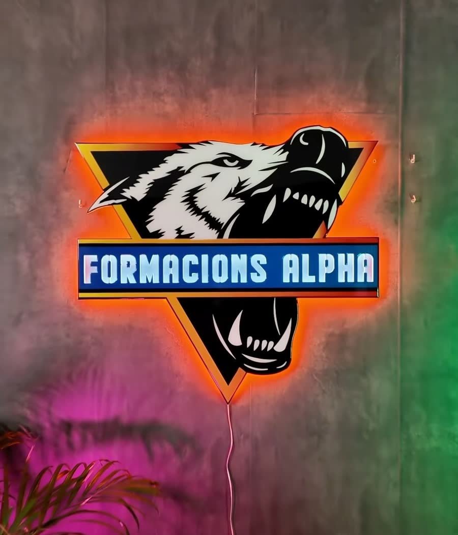 Logo recortado de neón LED de Formacions Alpha