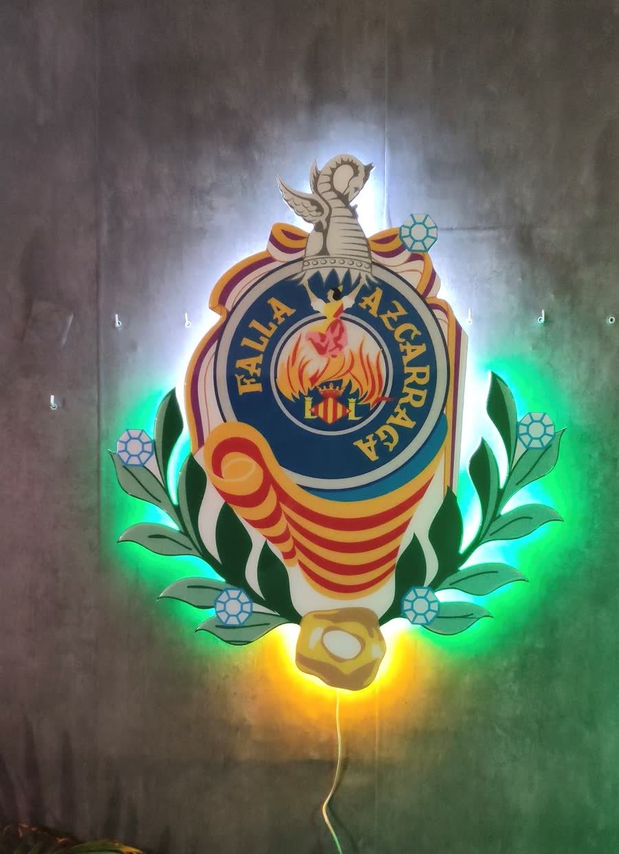 Escudo de neón LED de la comisión Falla Azcárraga