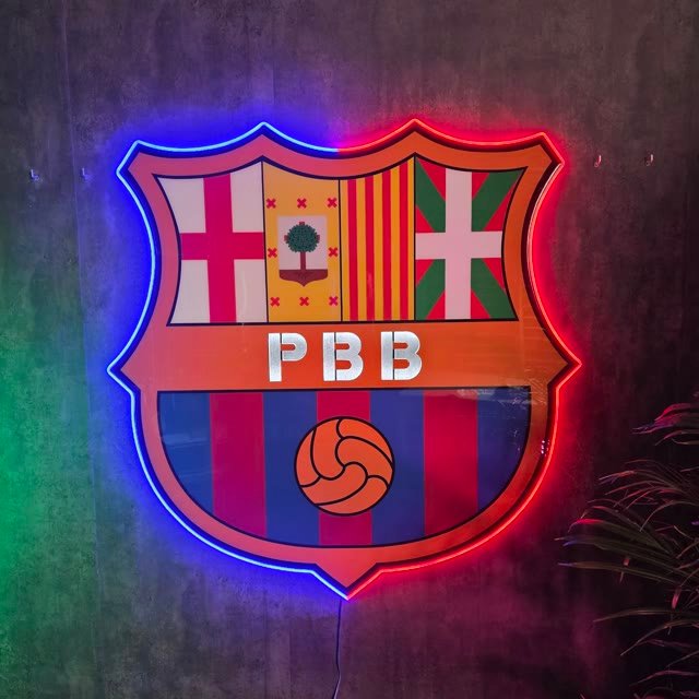 Escudo de peña futbolera personalizado con luz neón LED