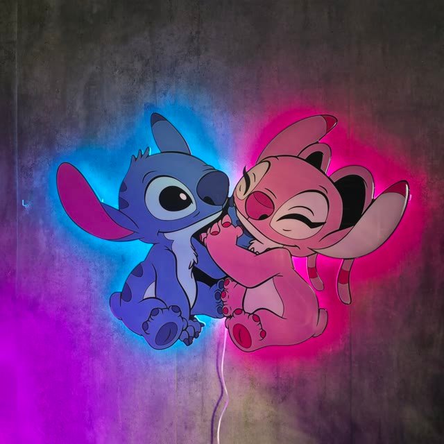 Cuadro de personajes de película de animación en neón LED