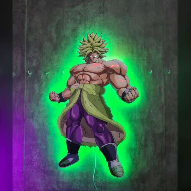 Cuadro de un personaje de anime en resina epoxi y neón LED