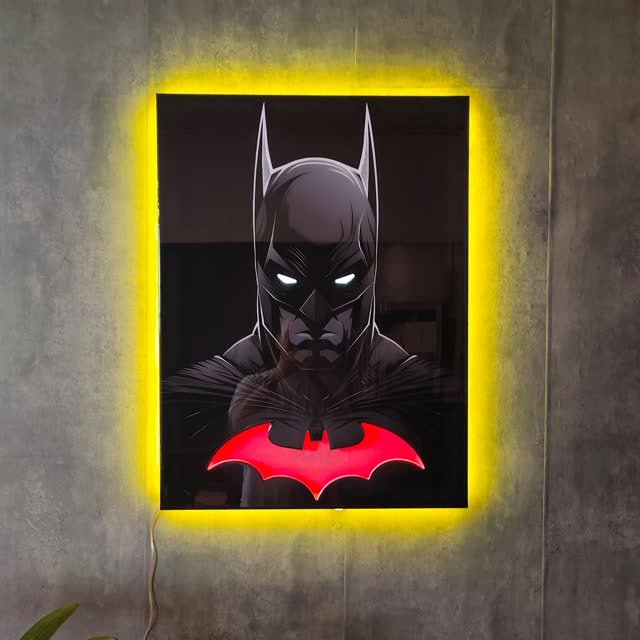 Cuadro de un personaje de cine en resina epoxi y neón LED